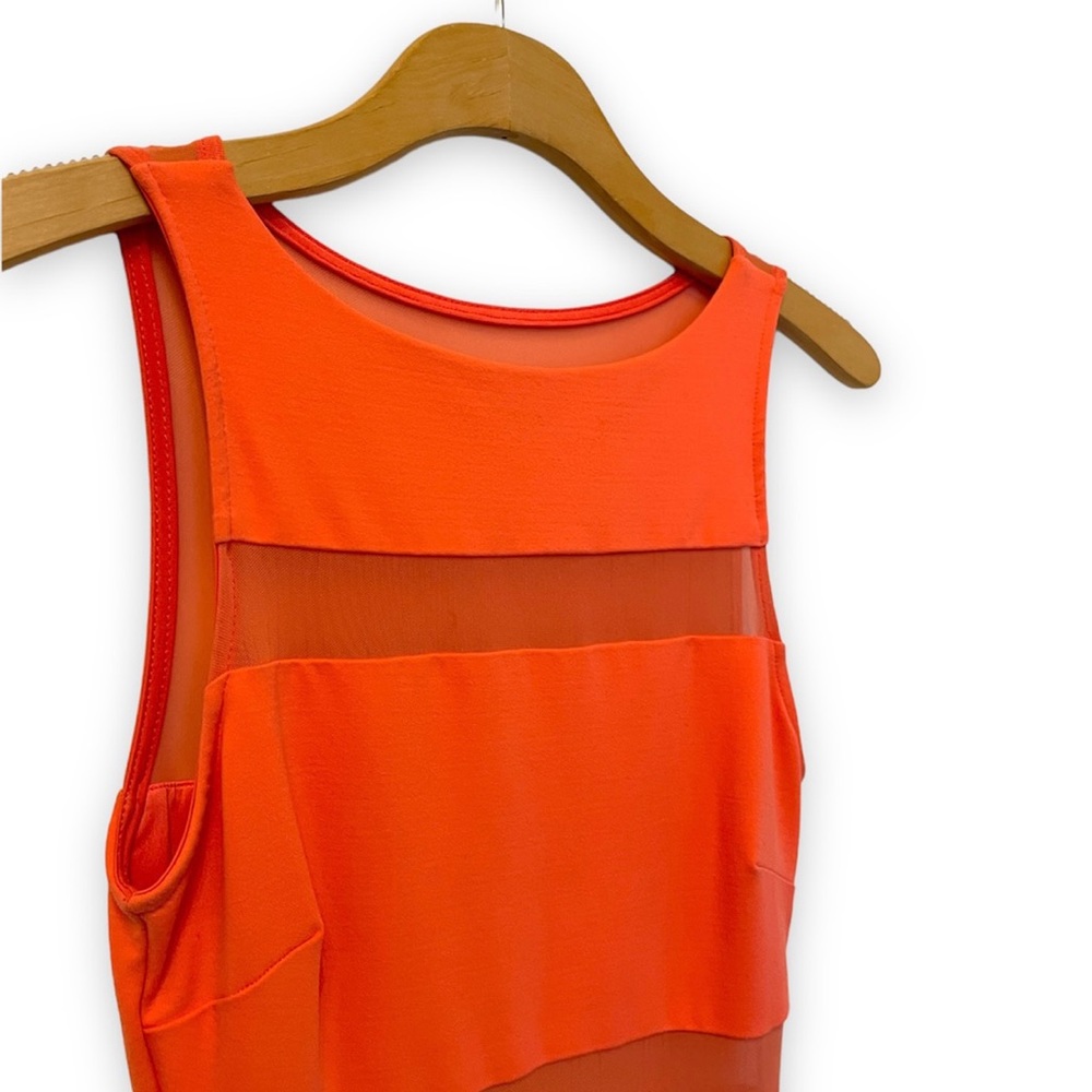 Bebe Sheer-Paneled, Body-hugging Dress, Color Grapefruit Pink, Size XXS - Picture 4 of 8